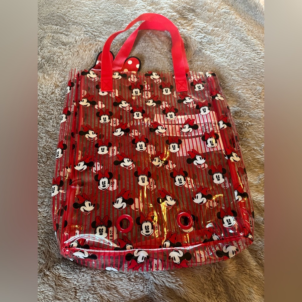 Disney NWOT Clear Tote with Red and Black Minnie Mouse Print and Bow - Picture 7 of 9